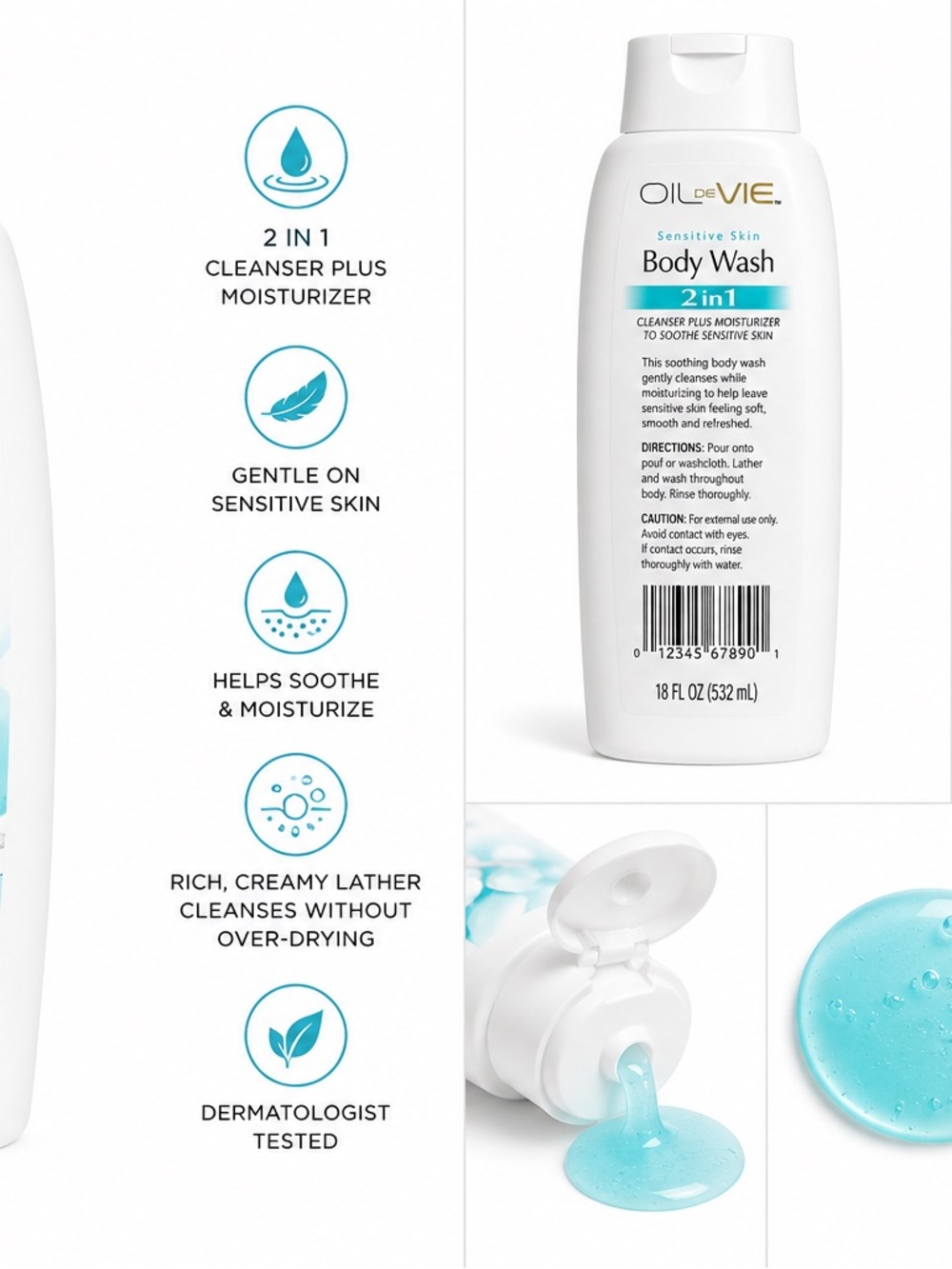 Sensitive Skin 2-in-1 Body Wash - Blue